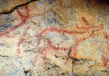 Paleolithic red deer painting in Cueva de Covalanas